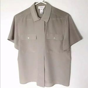 Jones New York Beige Tan Short Sleeved Blouse